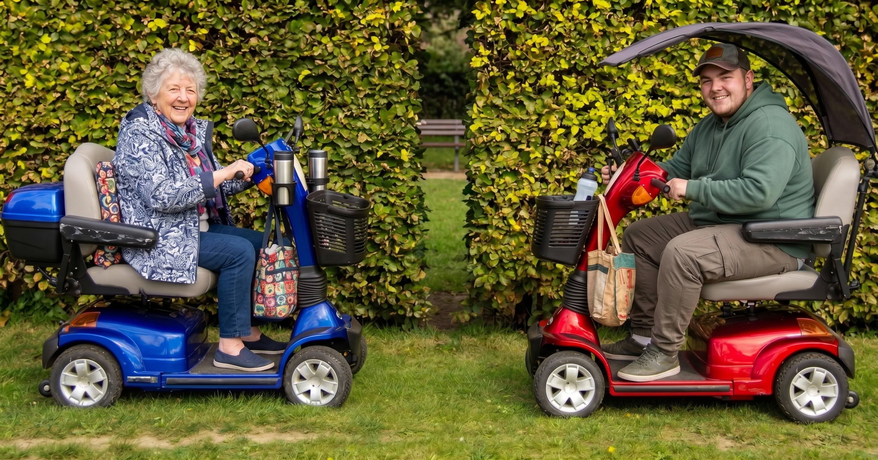 Mobility scooter fitted with accessories