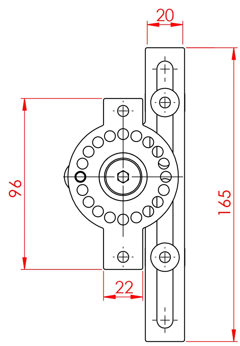 Rolko HEMI360 swivel arm bracket dimensions diagram