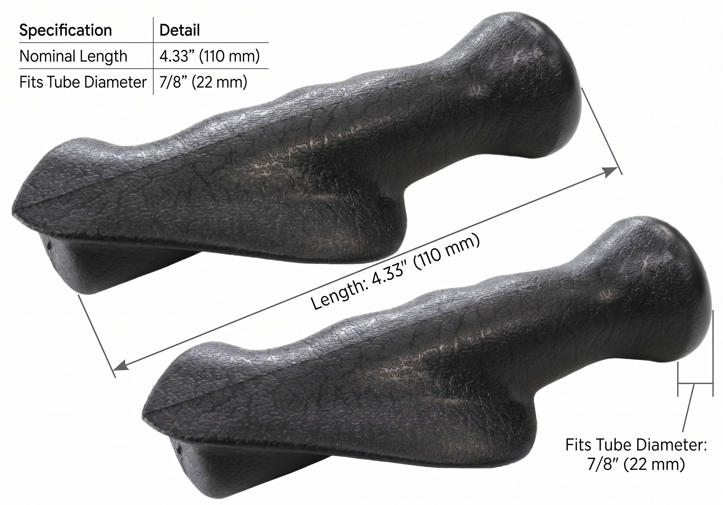 Rolko 4 inch ergonomic hand grip dimensions diagram