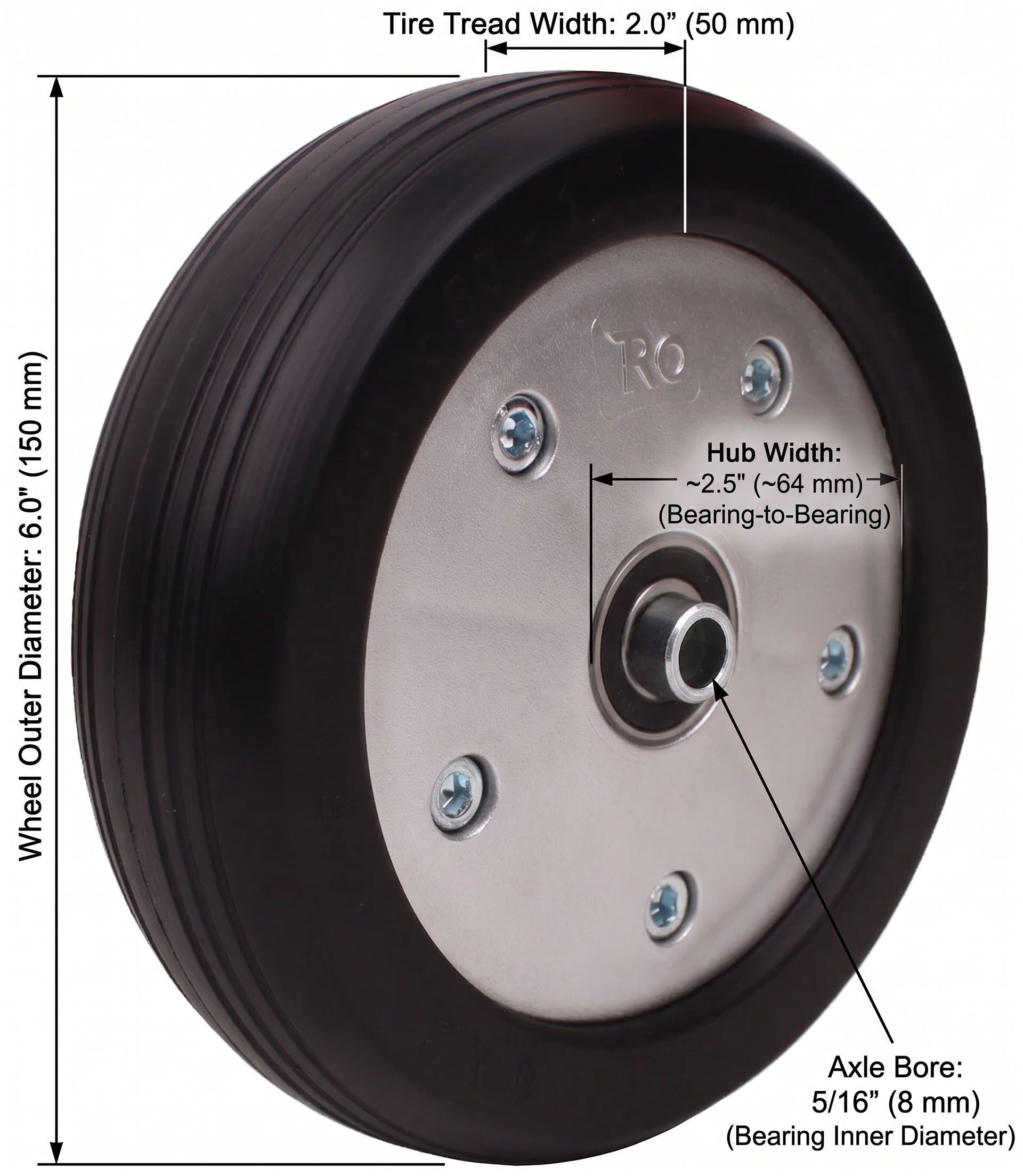 6x2 inch Jazzy Select caster wheel dimensions