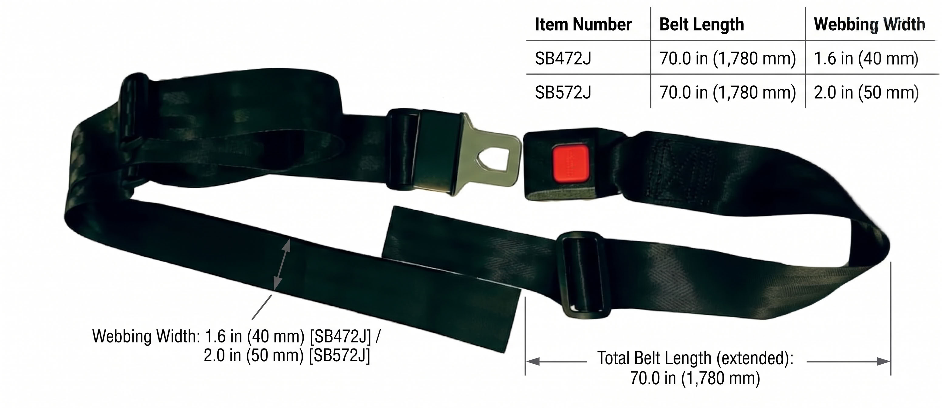 Rolko 70 inch Positioning Belt Push Button dimensions diagram