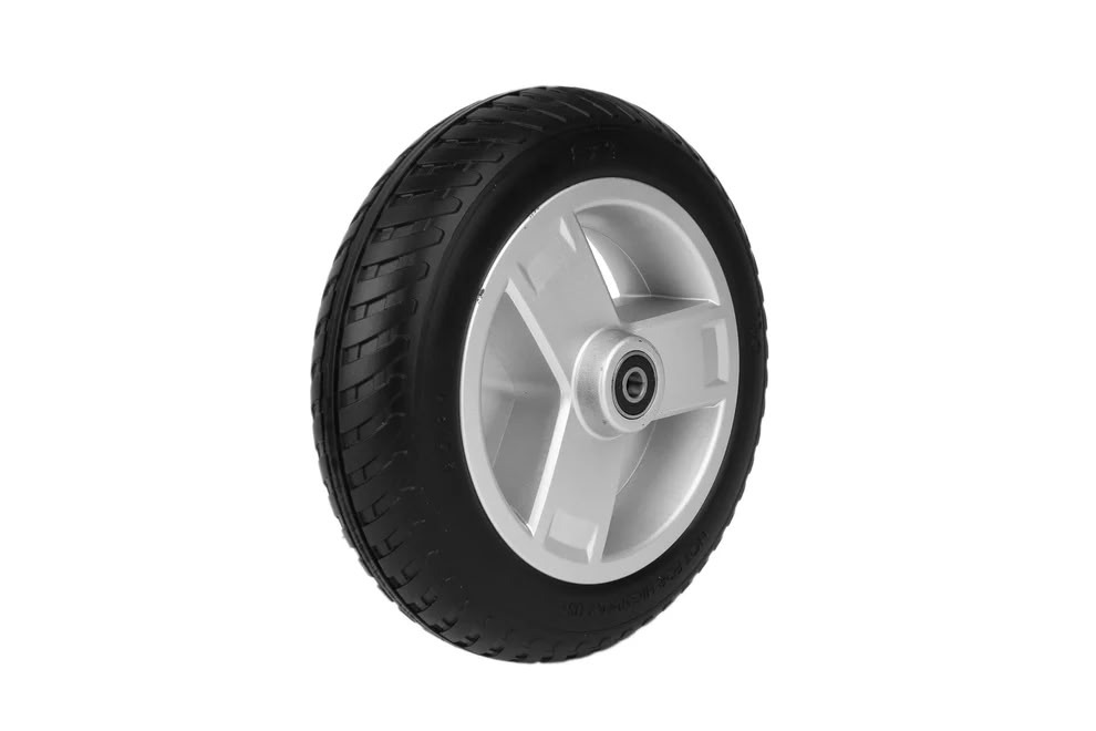 Rolko Pride Go-Go 8 x 2 inch front wheel assembly with silver 3-spoke rim