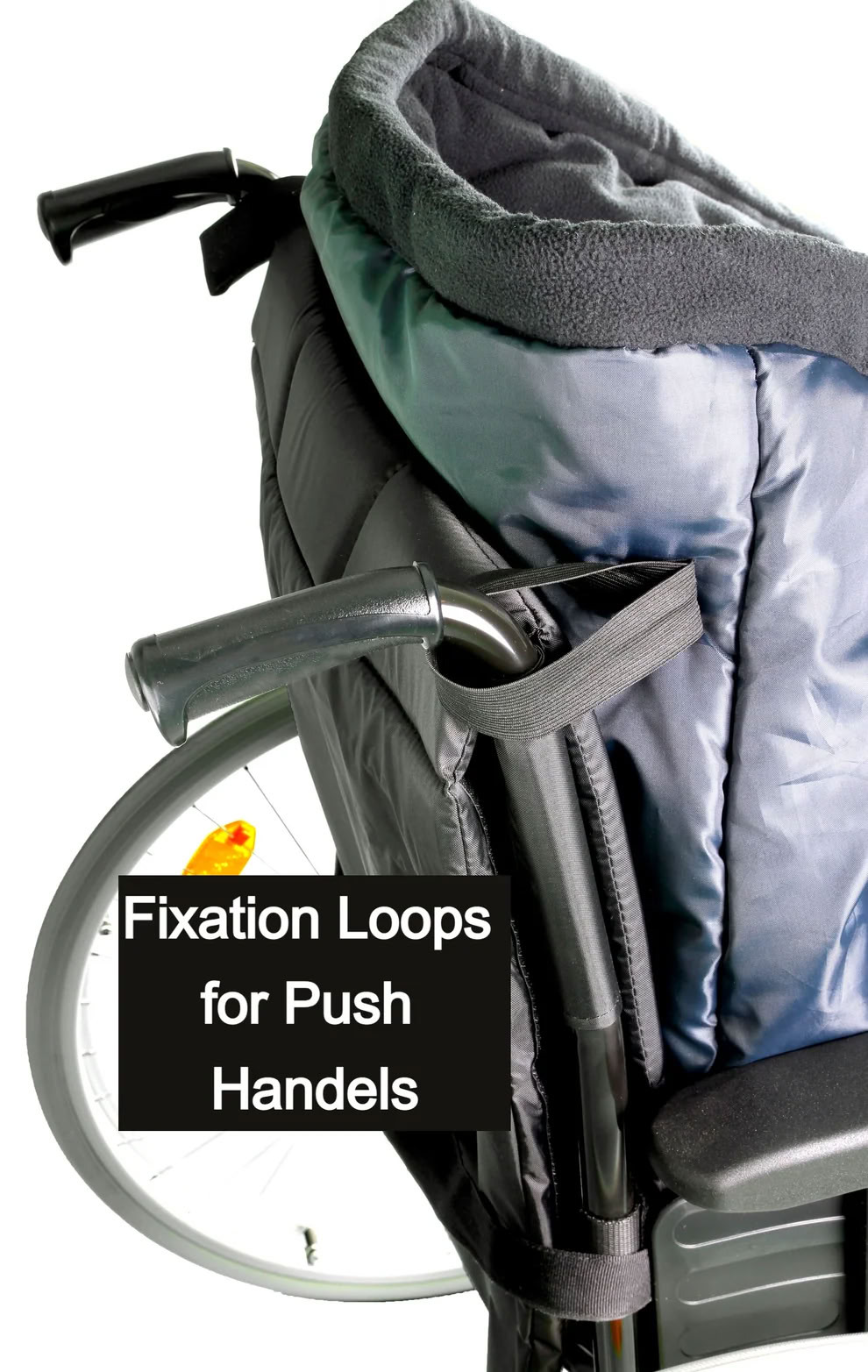 Rolko Adult Body Warmer fixation loops for wheelchair push handles