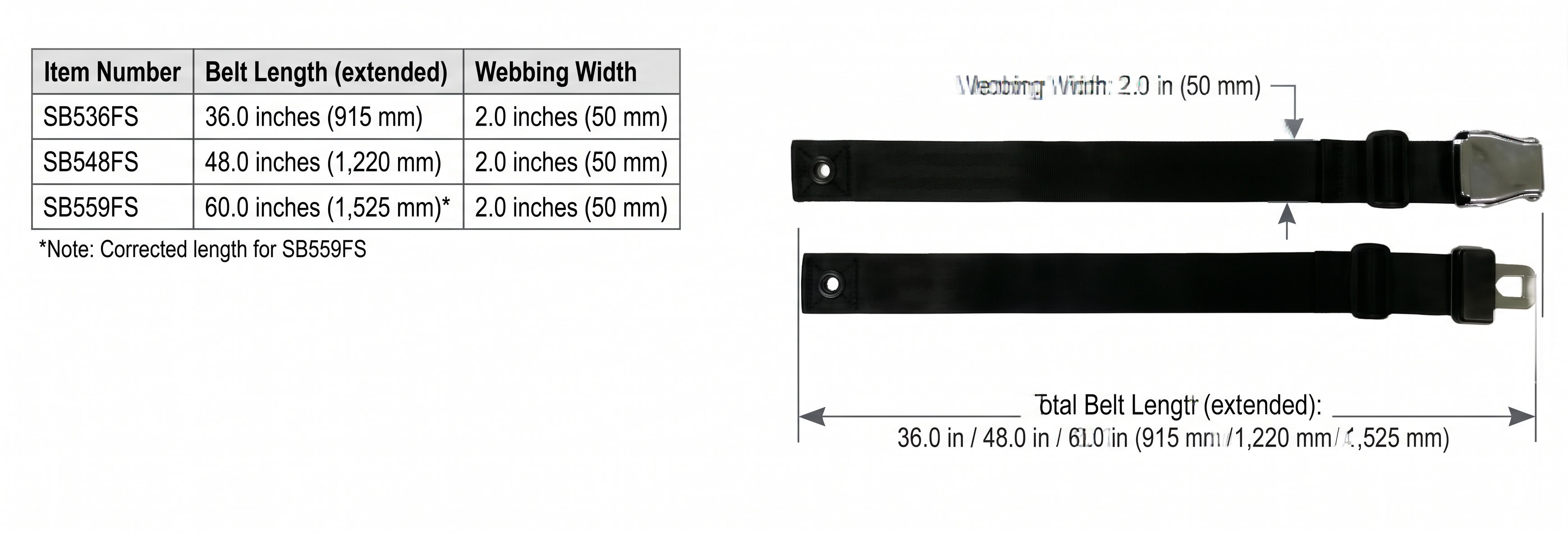 Rolko Airline Positioning Belt dimensions diagram
