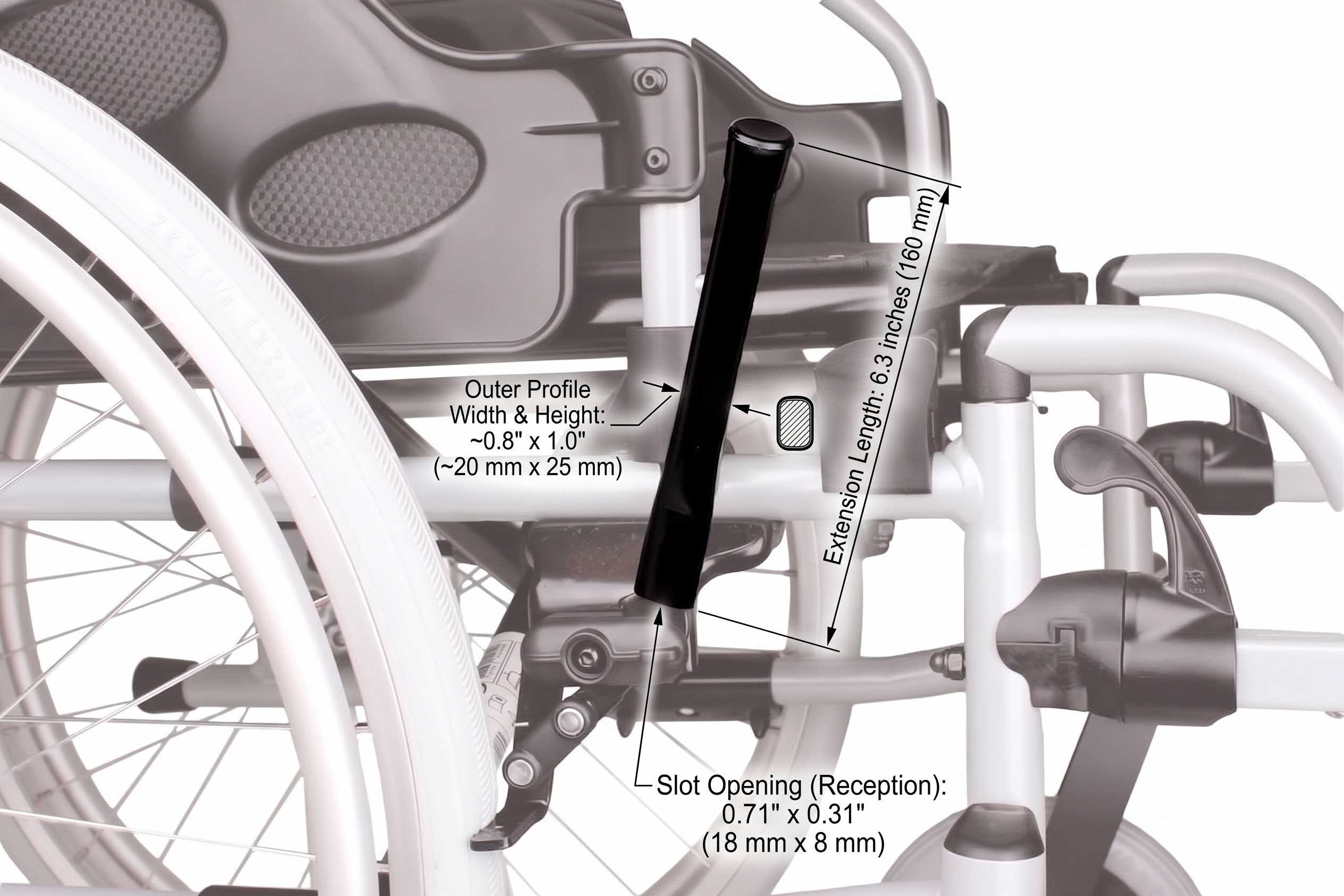 Aluminum Brake Lever Extension Dimensions