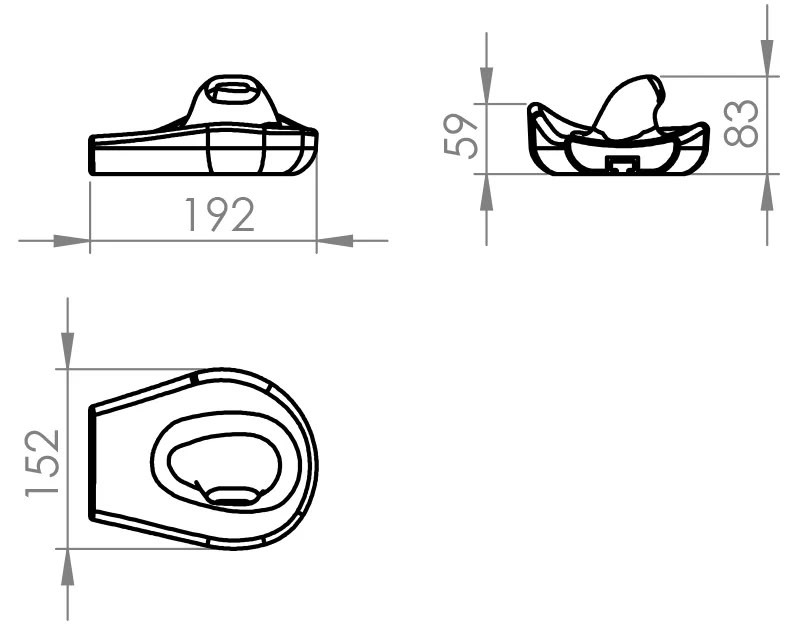 Rolko HEMIPU3 anatomic hand rest horn dimensions diagram