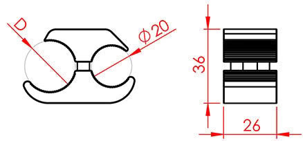 Black Aluminum Brake Clamp Dimensions