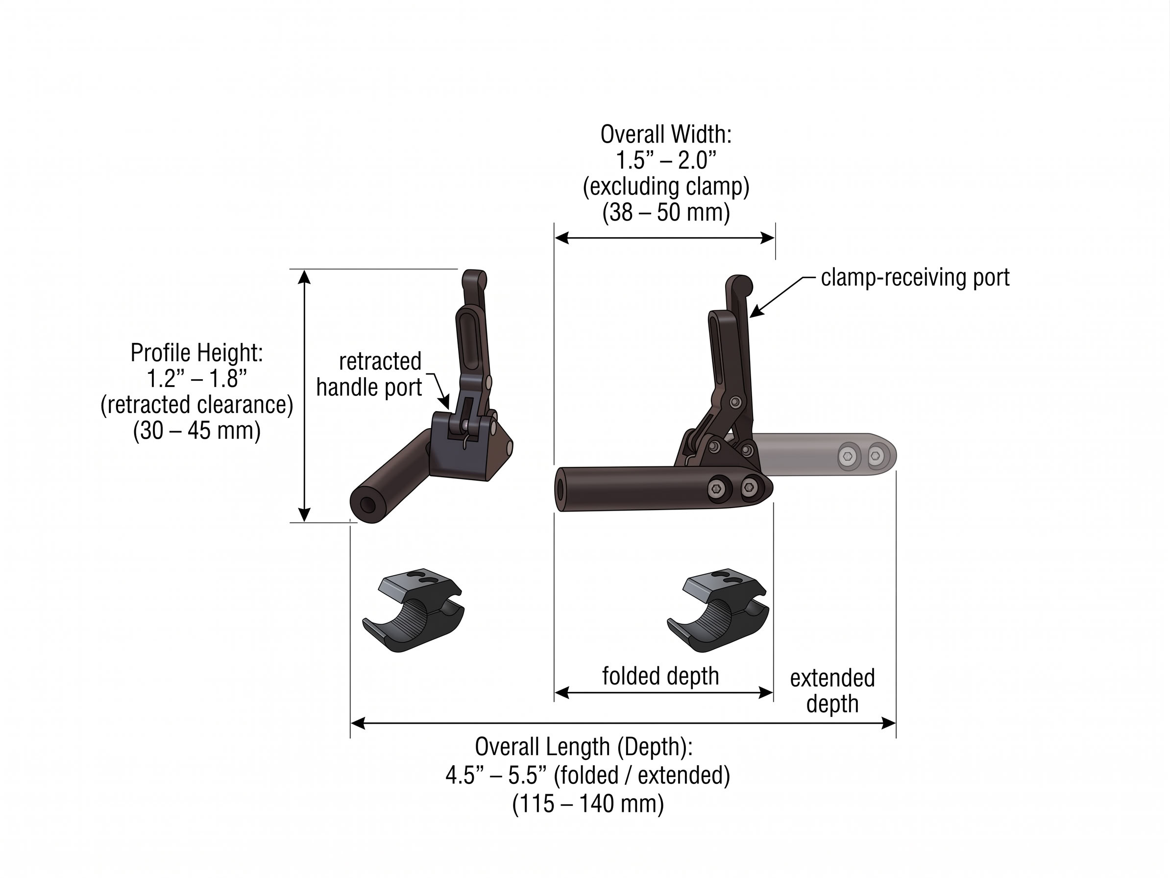 Composite Scissor Lock Brakes Dimensions