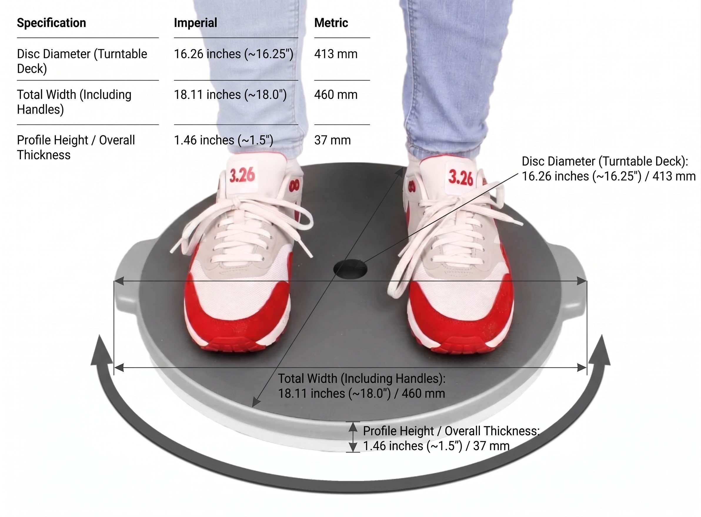Rolko Easy Transfer Disc dimensions diagram