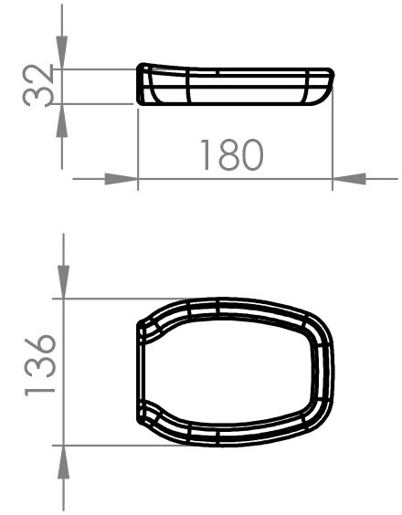 Rolko HEMIPU2 flat hand pad dimensions diagram