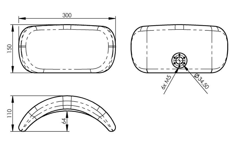 Rolko Head Support Large measurement guide with dimensions