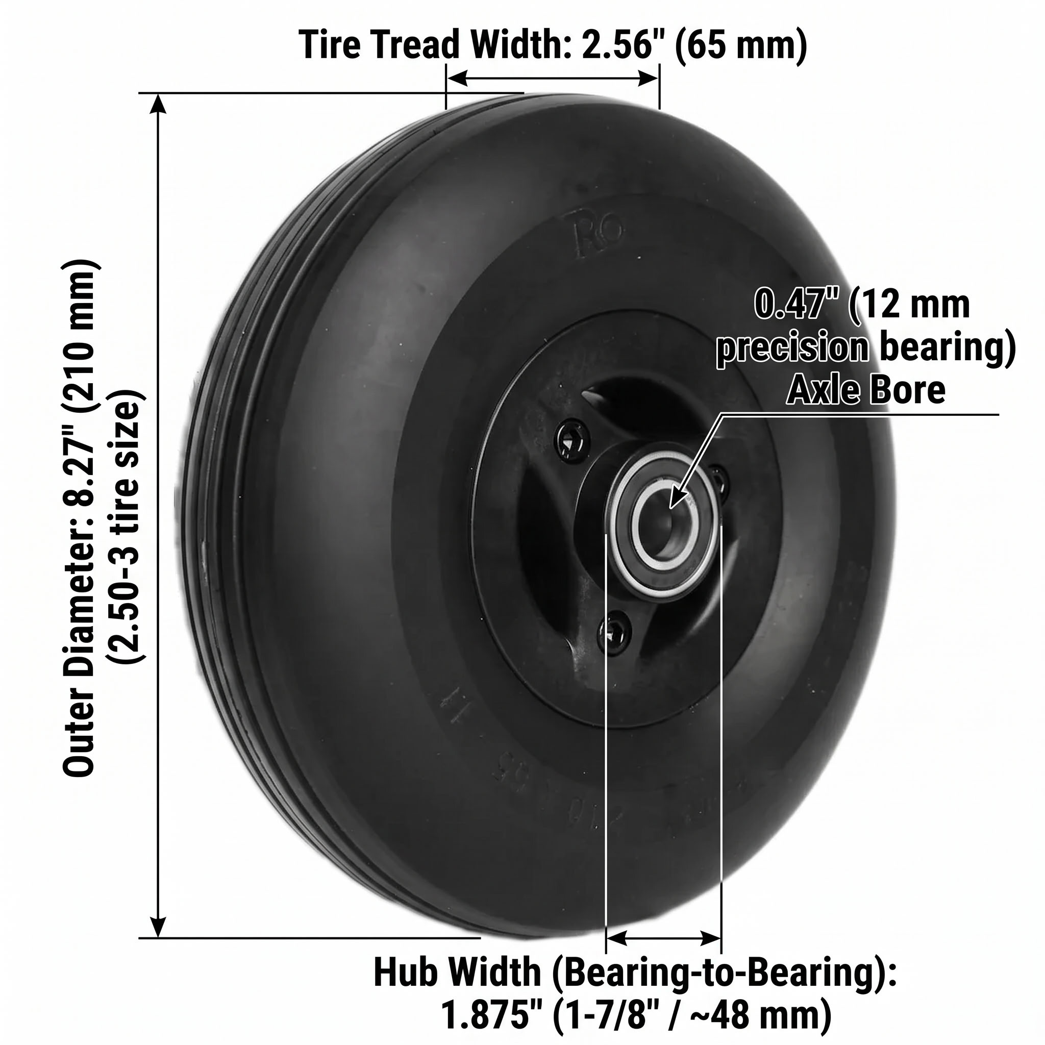 Permobil 210x65 replacement caster wheel dimensions