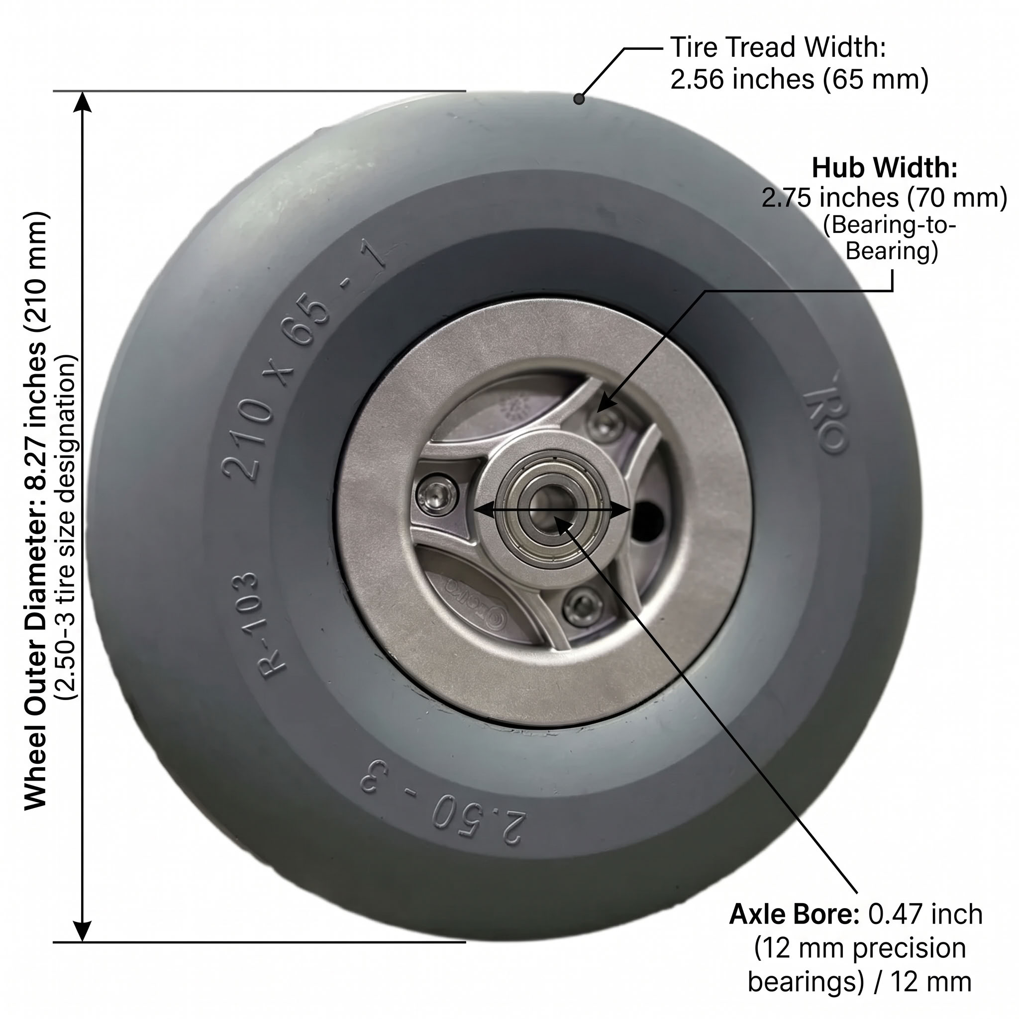 Permobil caster wheel dimensions
