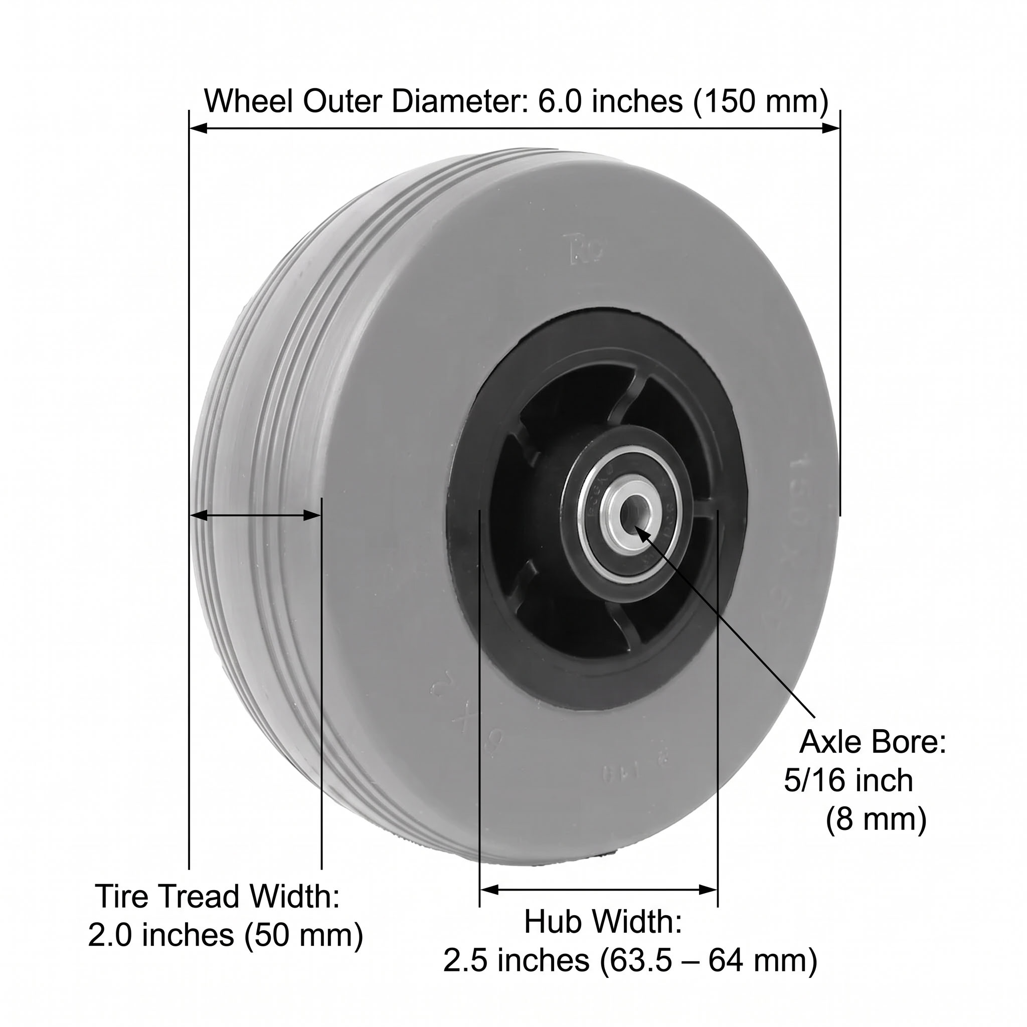Quantum Q6 Edge 6x2 inch caster wheel dimensions