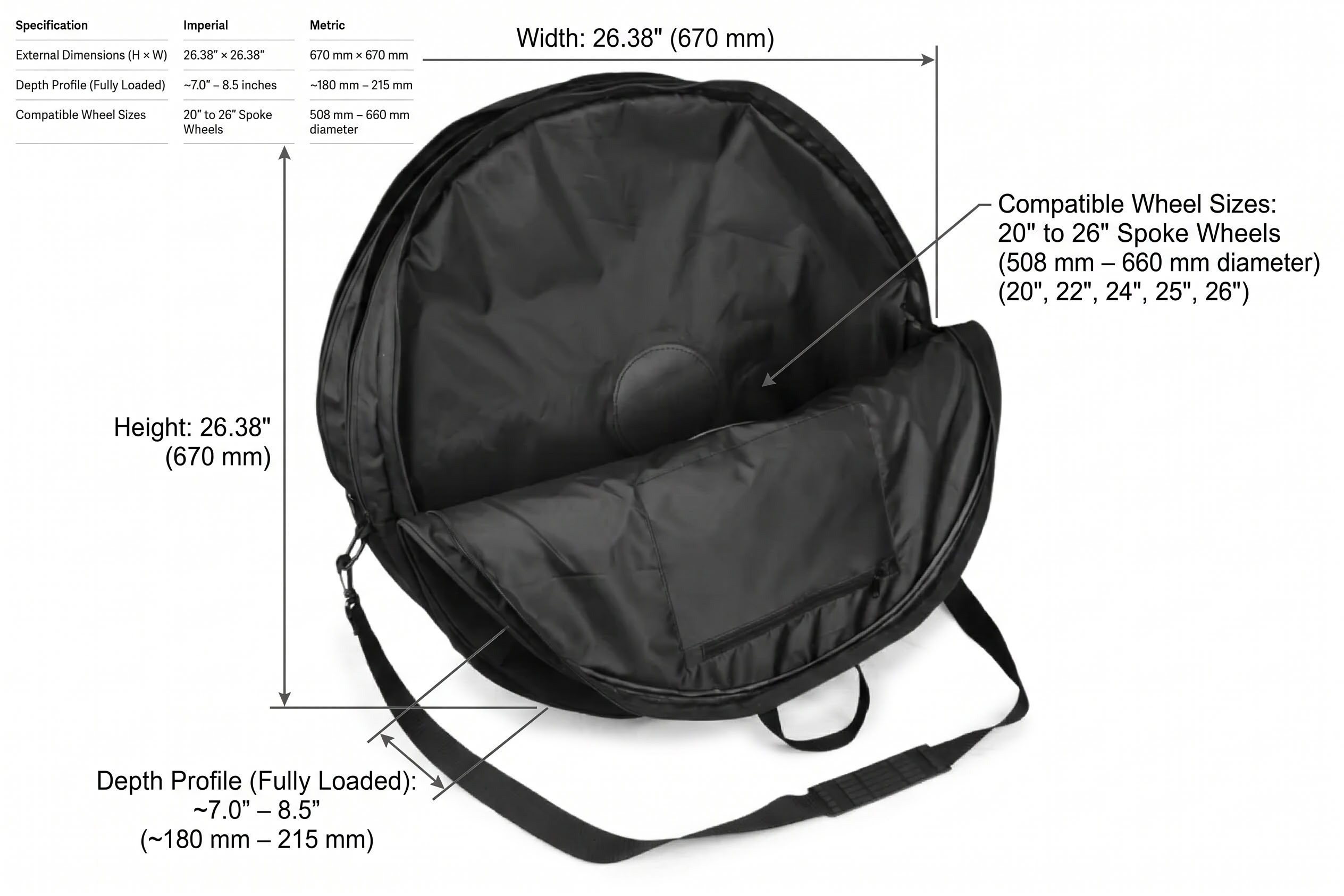 Rolko Triple Compartment Wheel Bag dimensions diagram