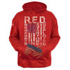 R.E.D. (Remember Everyone Deployed) Concealed Carry Red Hoodie showing concealed carry