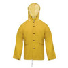 Yellow Rain Jacket Front with Hood Up