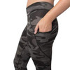 Women Workout Performance Black Camo Leggings with Pockets Hands in Pocket