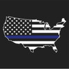 Thin Blue Line America Map T-shirt Close Up of Design