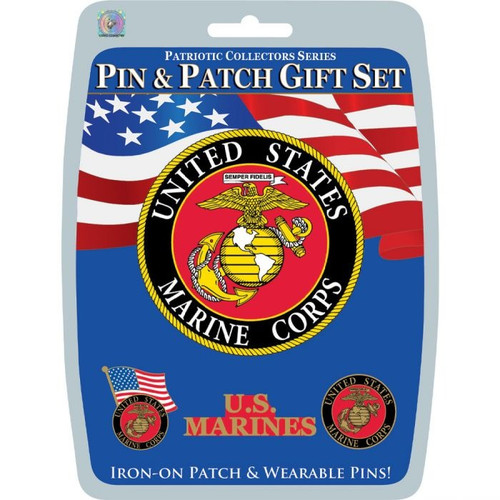 US Marine Corps Pin and Patch Gift Set