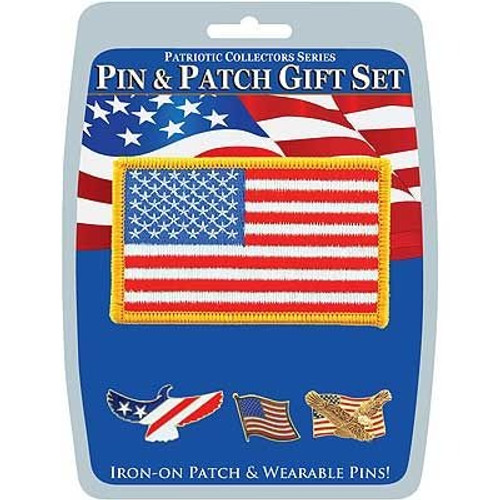 American Flag Pin and Patch Gift Set