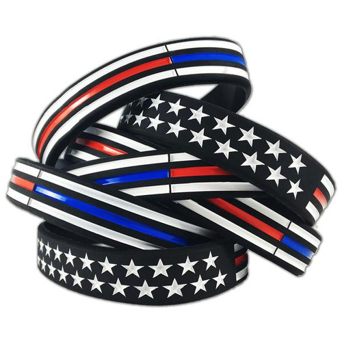 Thin Red/Blue Line American Flag Bracelet