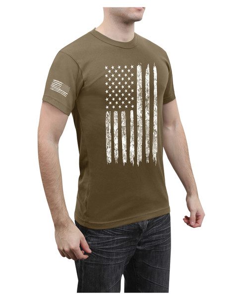 Distressed Athletic Fit US Flag T-Shirt