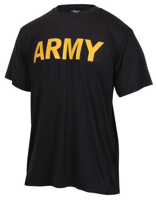 Black Army PT Shirt with Yellow Writing
