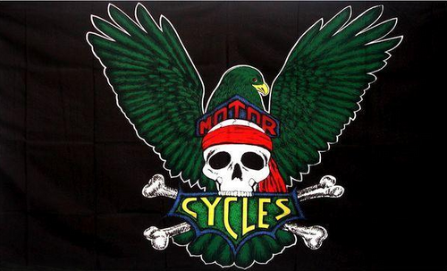 Motorcycle Skull & Crossbones 3x5 Flag