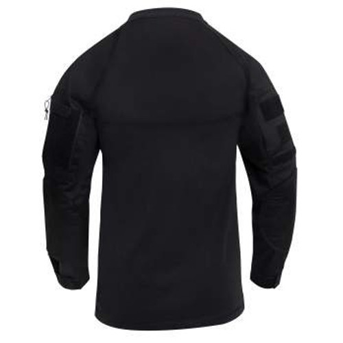1/4 Zip Tactical Airsoft Black Combat Shirt Back