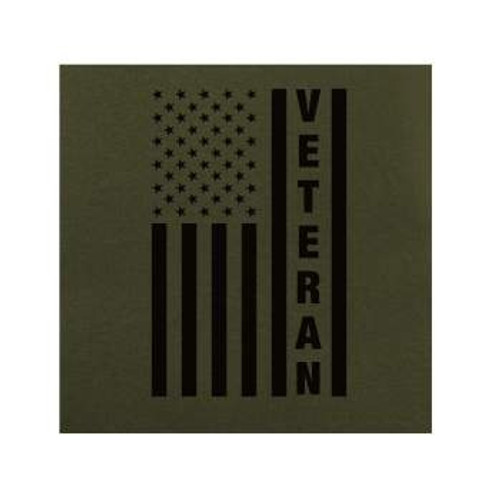 Veteran Flag Olive Drab T-Shirt close up of screen print