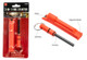 3 in 1 Flint Fire Starter, Whistle & Split Ring packaged and diagram of uses