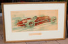 Original vintage Fiat 150cc c 1930s Lithograph offered as found in original wood frame with mat. 