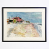 Pat Berger Watercolor Painting of Malibu’s Coral Beach 1950s