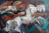 Lumen Martin Winter Painting "Horses in Flight" Oil on Canvas c. 1939-44
