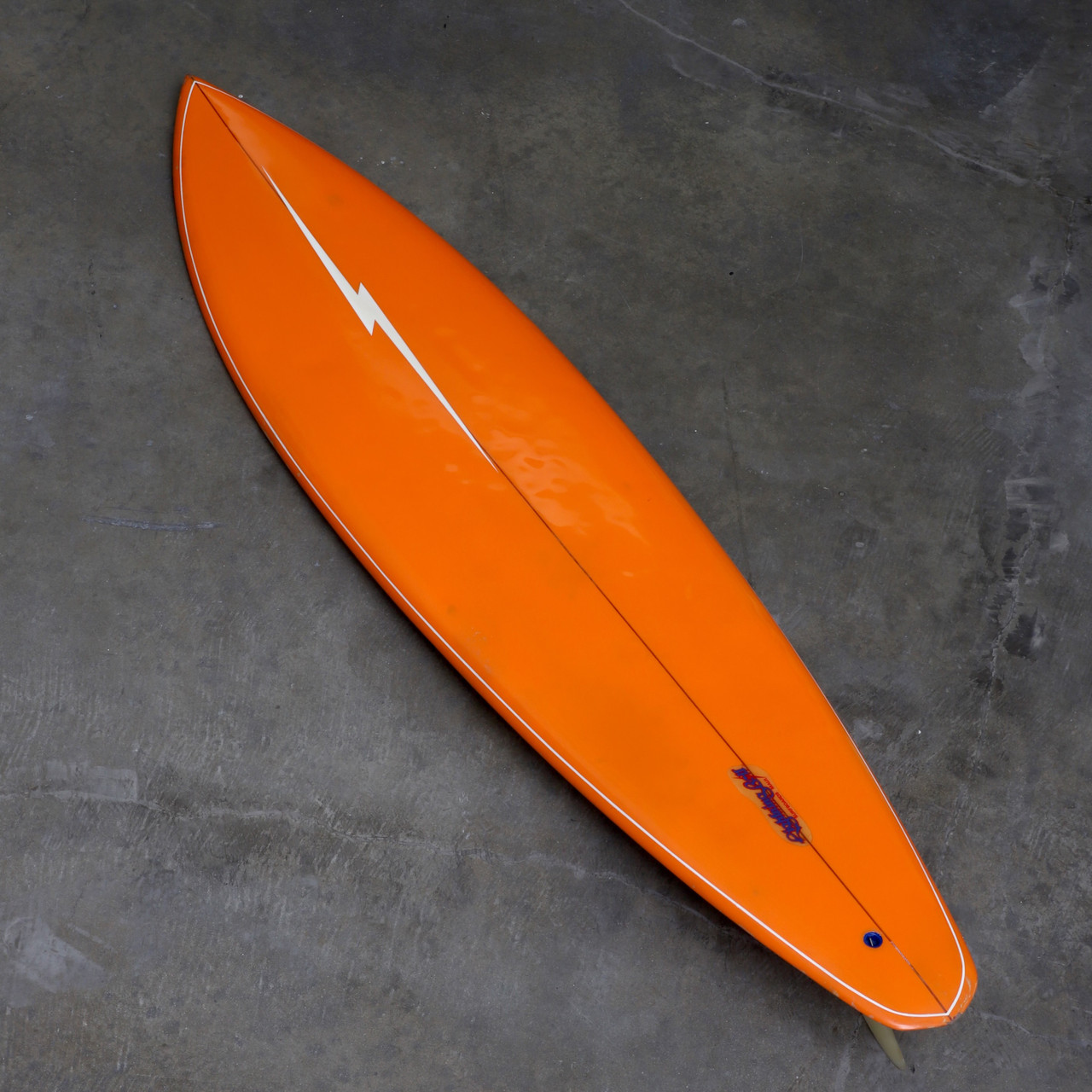 All Original Orange Airbrushed Lightning Bolt Surfboard, Hawaii Circa