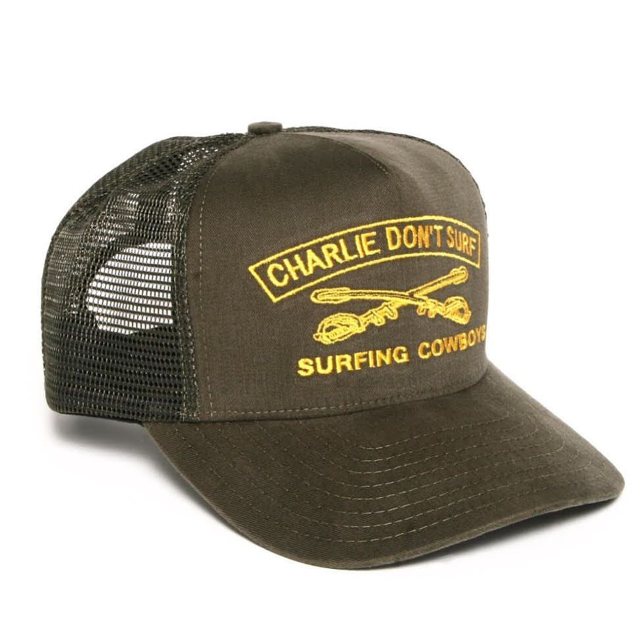 Charlie Don't Surf Trucker Hat, Army 