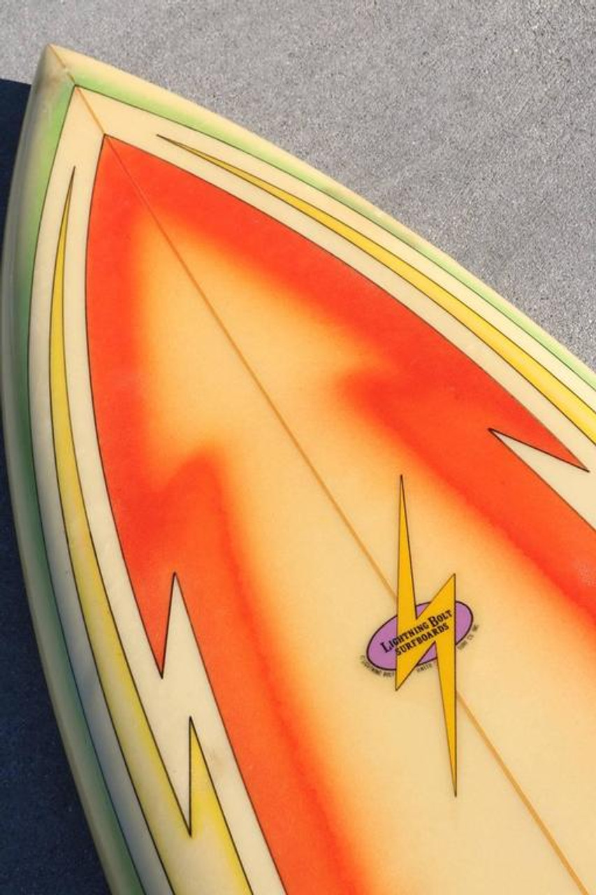 All Original Orange Airbrushed Lightning Bolt Surfboard, Hawaii