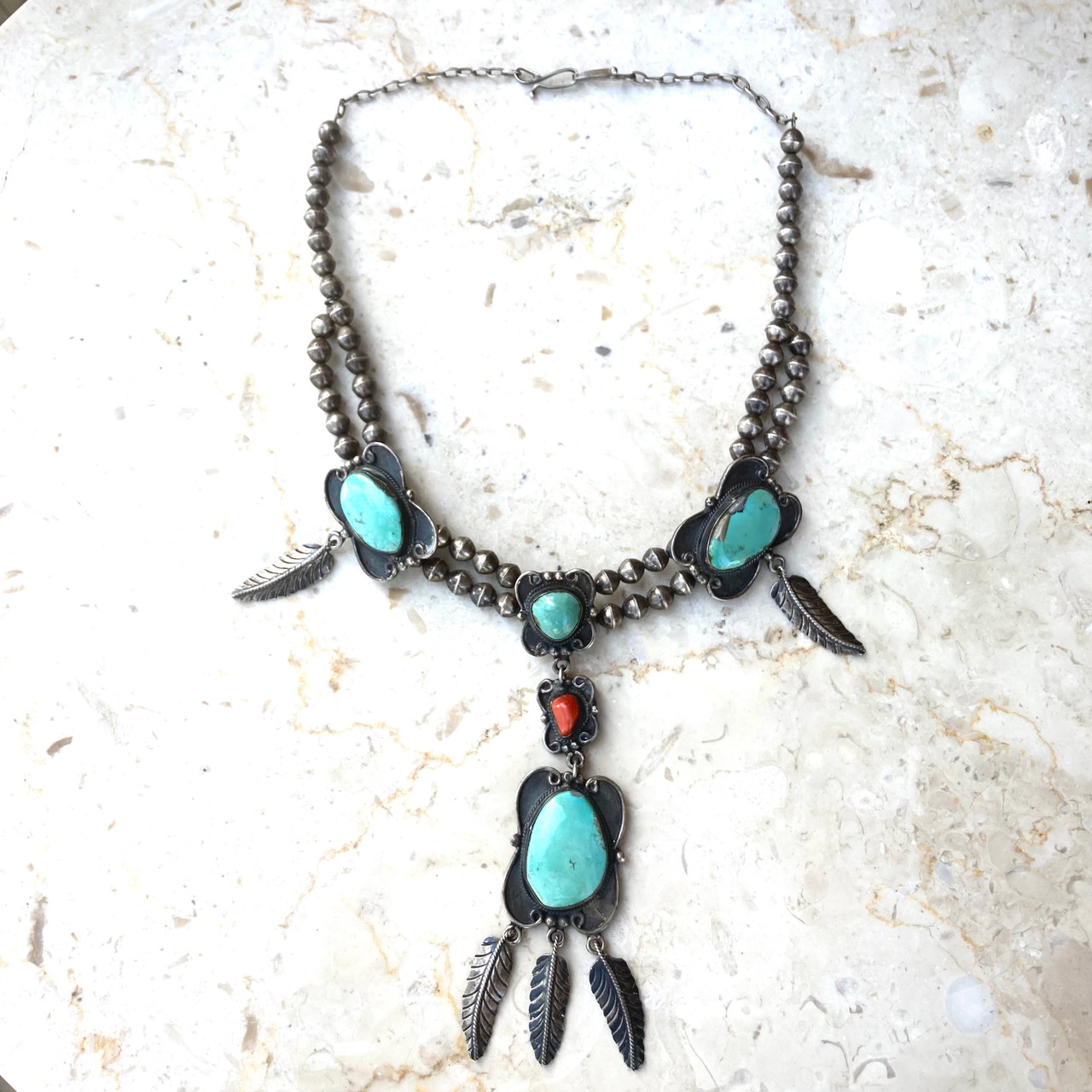 Bisbee Turquoise Pendant Necklace by Steven J Begay - Turquoise