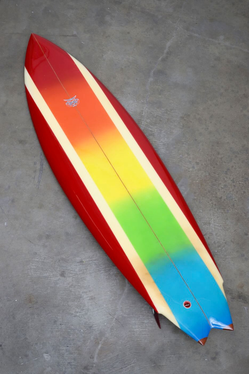 Robert August Surfboard Early 1970s Twin Fin Fully restored Rocket 6 ft 10  in