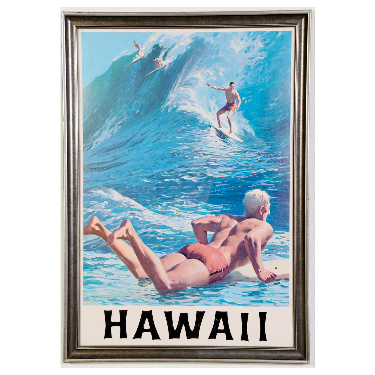 Fristelse Uheldig Kronisk Original Vintage Hawaii Surfing Poster Chas Allen for Hawaiian Tourist  Board 1958 in Original Frame