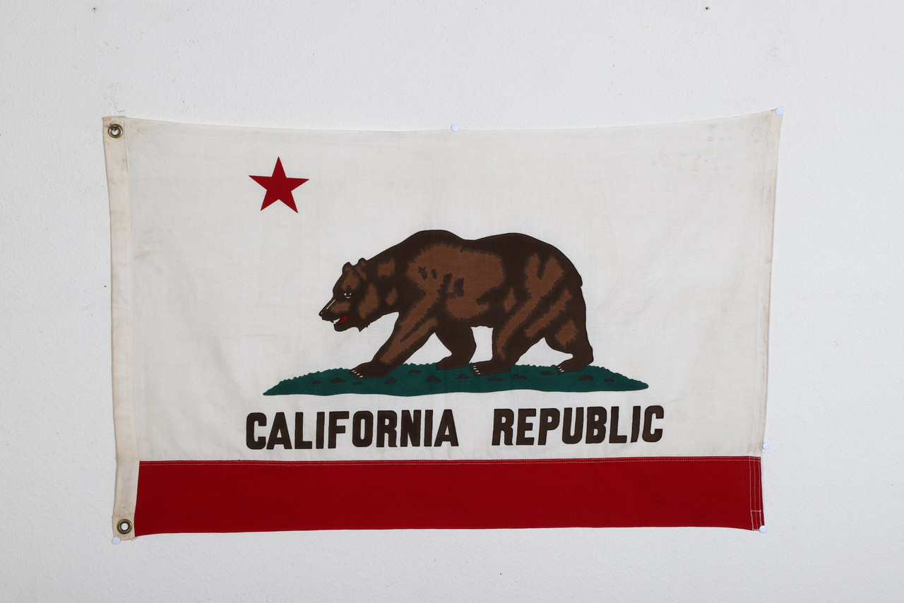 California Linen Flag New Old Stock 1960s 2ftx3ft