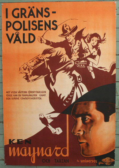 Swedish Ken Maynard Western Movie Poster 1930s