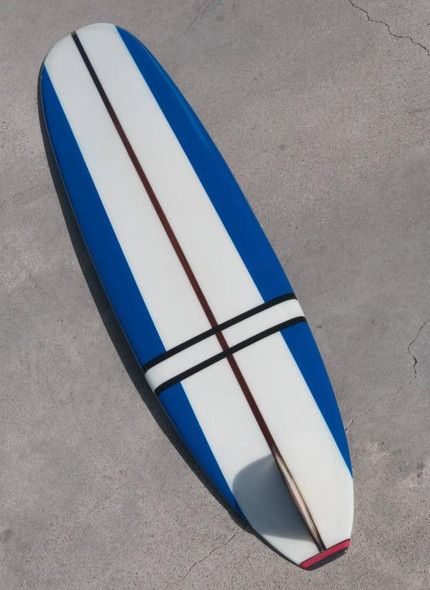 Jacobs Surfboard Fully Restored, Blue, White and Red, Early 1960s 