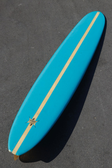 Wardy Surfboard Aqua with 2" Balsa Stringer, All Original, 1960s
