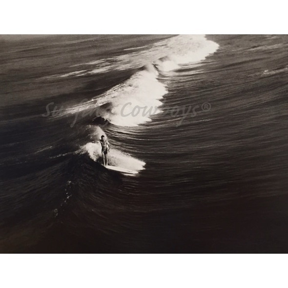 Surfer on Wide Wave Black and White Surf Photograph, Framed
