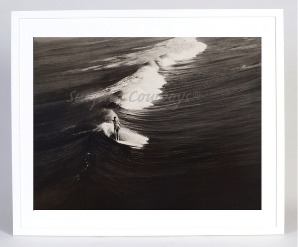 Surfer on Wide Wave Black and White Surf Photograph, Framed