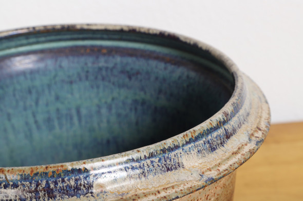 Ceramic Pot with Blue Interior