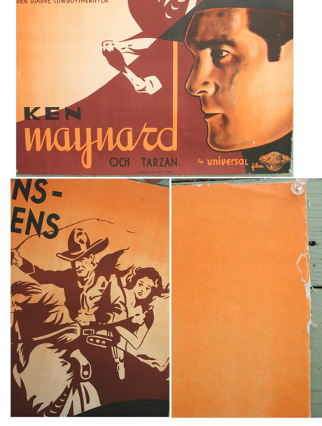 Swedish Ken Maynard Western Movie Poster 1930s