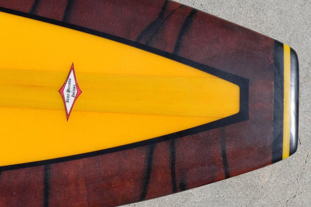 Mid-1960s Jacobs Multi-Logo Surfboard, Fully Restored, Yellow with Acid Splash